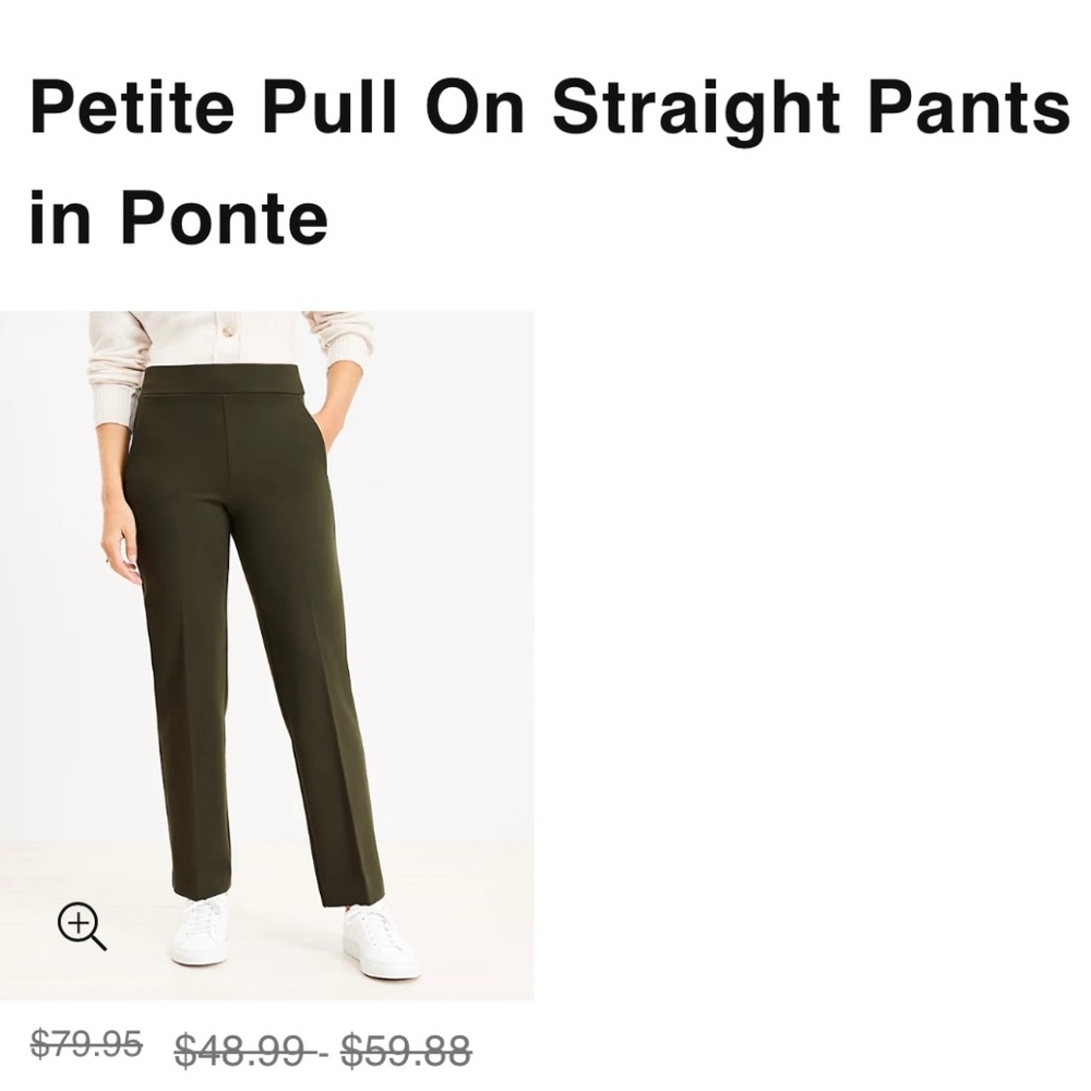 Petite Pull On Straight Pants in Ponte